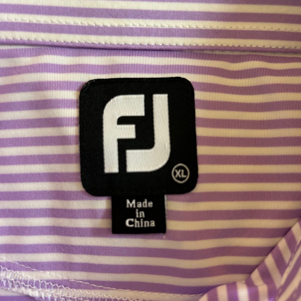 FootJoy Mens XL ProDry Striped Golf Polo Shirt Purple White Short Sleeve 25565 - Picture 4 of 9